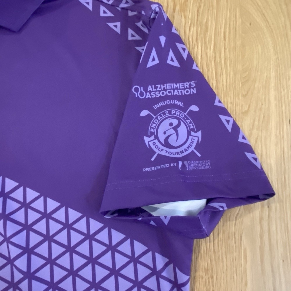 Five Birdies polo Men's Medium Purple Geometric Short Sleeve Endalz Pro-am - Picture 6 of 9